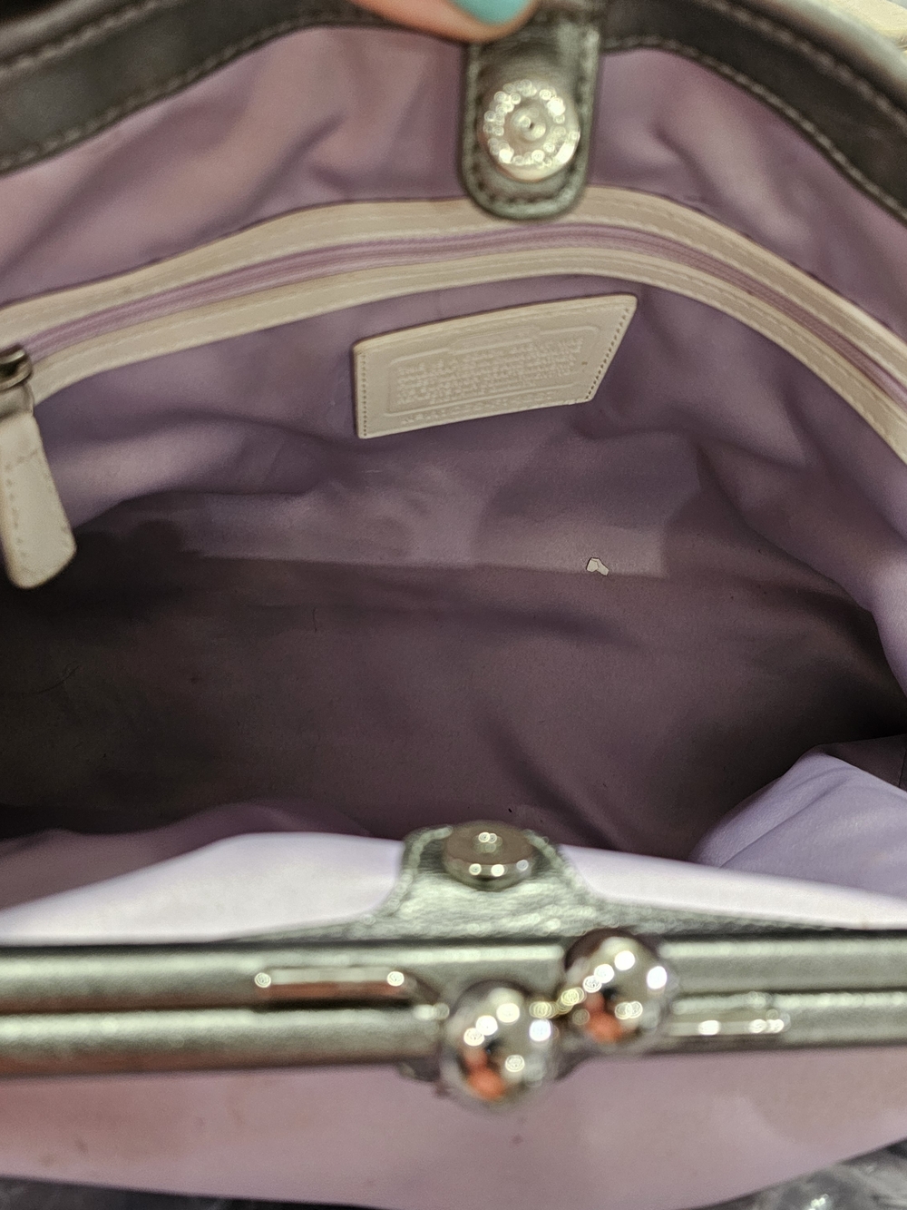 Coach Raffia Floral Appliqué Tote Bag, Lavender Lining Includes Wallet Pre Owned - Picture 7 of 14